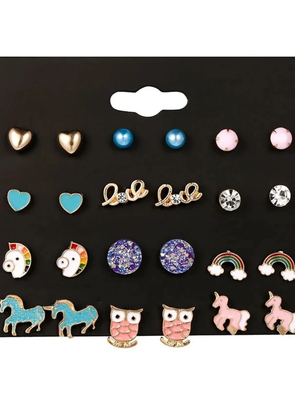 Colorful Whimsical Stud Earring Bundle – Hearts, Flowers, Animals & More